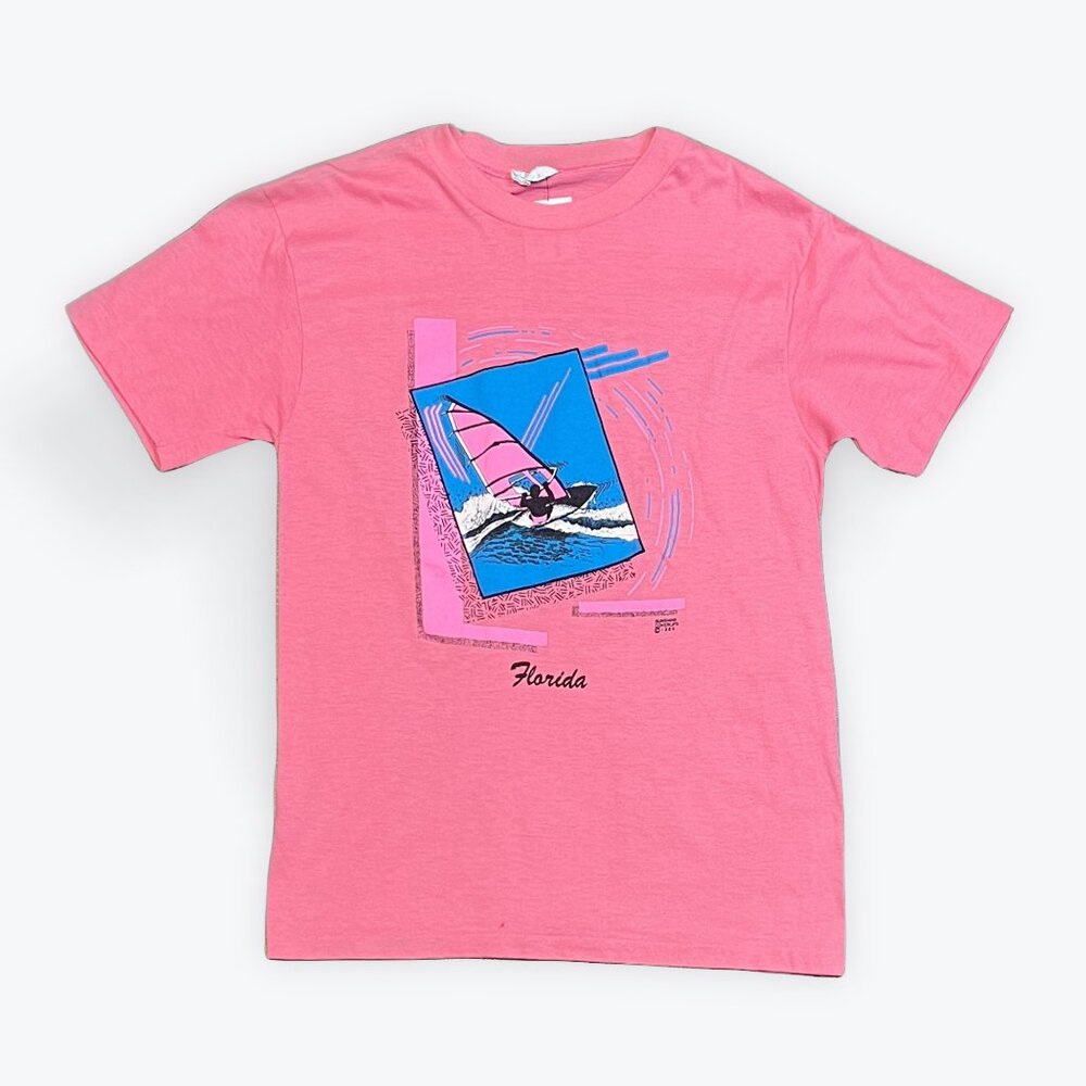 L Vintage 1989 80s Single Stitch Florida Surfing Graphic T